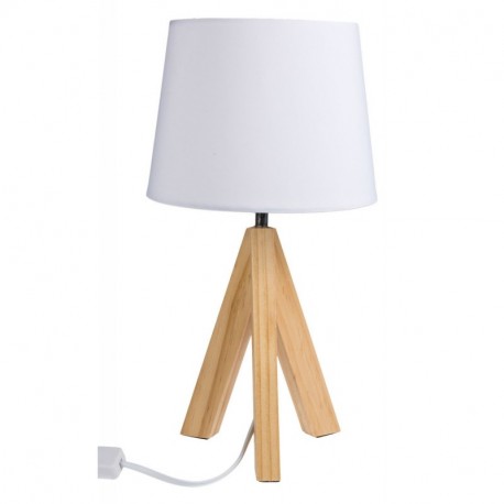 Out of the Blue 571285, lámpara de mesa con pies de madera modelo 1, aprox. 36 cm, madera, color blanco, 20 x 20 x 36 cm