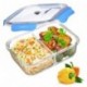 SELEWARE Vidrio Contenedor Alimentos Hermetico - Recipientes Comida Cristal Microondas - Fiambreras Bento con 2-Compartimento