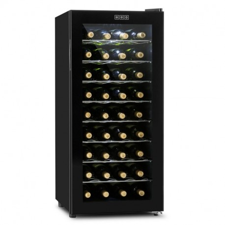 Klarstein Vivo Vino nevera para vino capacidad de 36 botellas o 118 litros, temperatura regulable, puerta de cristal doble, 