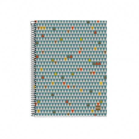 Miquelrius - Cuaderno Ecotriangles A5, 120 hojas franjas de 4 colores , papel reciclado, cuadrícula 5 mm, Tapa de cartón rec