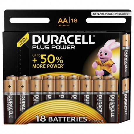 Duracell Plus Power Pilas Alcalinas AA, Paquete de 18