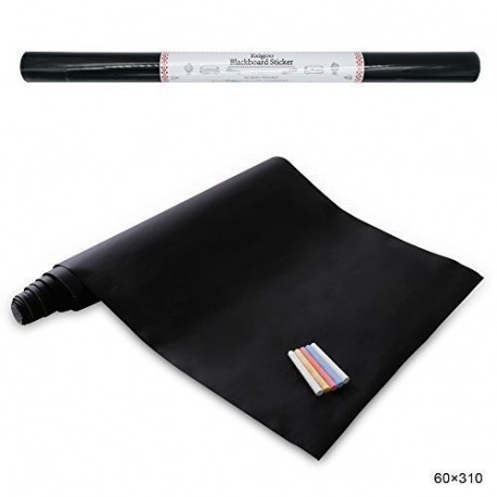 Vinilo Pizarra Negra- Pizarra Adhesiva de Papel Adherente - 60cm x 310cm y 5 tizas - Ezigoo