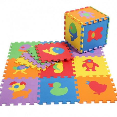 EOZY Alfombra Infantil de Juegos Para Niños Bebés Puzzle con 10 Piezas Multicolor-Animales