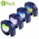 Fimax 4 Rollos Cinta de Etiquetas Compatible para Dymo Letratag, Cinta de papel × 1, Cinta de plástico × 3 / negro sobre tran