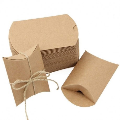 JTDEAL 50 Cajas para Regalo y 50 Cuerda de Yute 64cm , Bolsas de Regalo, Cajas de Papel Kraft Vintage, para Boda Favor Fiesta