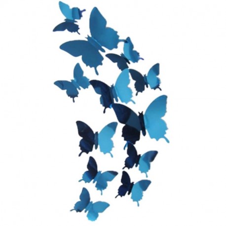 Tefamore Pegatinas de pared Calcomanía mariposas Espejo 3D Mural Decoraciones para el Hogar Azul 