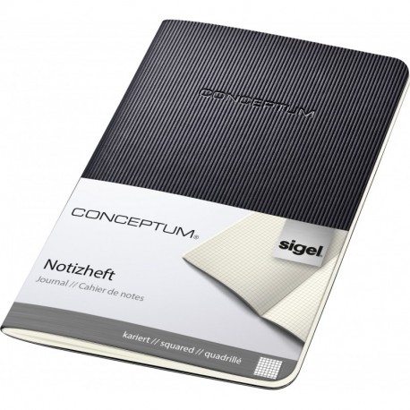 Sigel CO864 Cuaderno de notas, aprox. A6, cuadriculado, Softcover, schwarz, CONCEPTUM