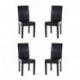 CLP Set de 4 Sillas de Comedor INA Tapizada en Cuero Sintético I Juego de 4 Sillas de Salón-Comedor con Patas de Madera en Ma
