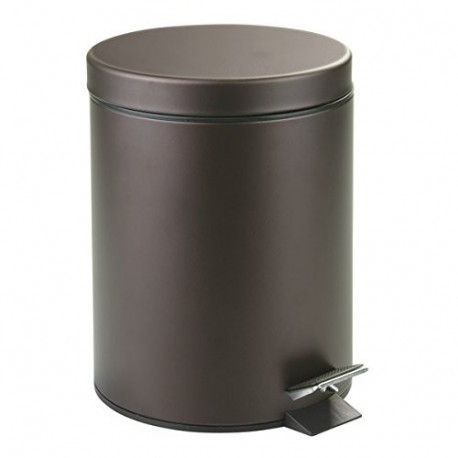 mDesign Cubo de basura con tapa y pedal – Moderna papelera de baño de metal resistente con recipiente interior extraíble – Ca