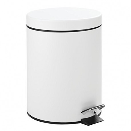 mDesign Cubo de basura con tapa y pedal – Moderna papelera de baño de metal resistente con recipiente interior extraíble – Ca