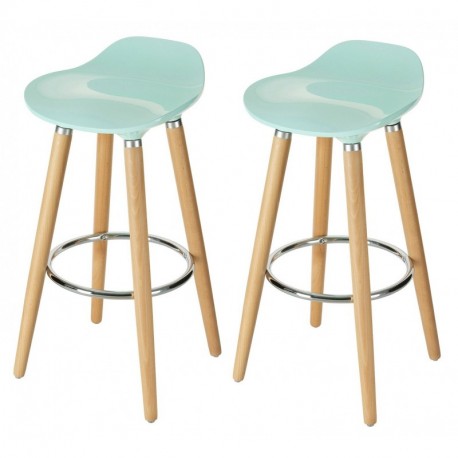 Orolay Taburete de Bar con Patas de Madera de Haya 2xAzul 