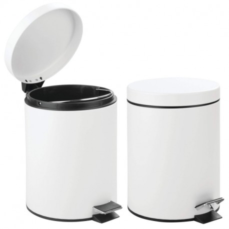 mDesign 5L acero paso puede con inserto de cubo para baño, cocina, oficina, pack de 2, color blanco