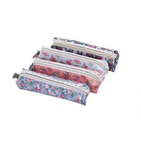 Cosanter 4 PCS Color Estuche Escolar Bolso del Almacenaje Bolso Cosméticos Caso Fresco Floral de Pluma del Satén Caja de Lápi