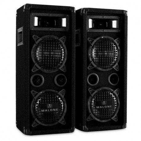 Malone PW-65X22 • Par de altavoces PA • Altavoces de 3 vías • máx 2x 600 W • 2x Subwoofer 16 cm • Twitter • Corneta de medios