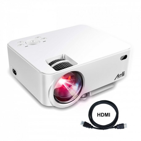 Artlii Mini Proyector 2000 lúmenes, Proyector Portátil, Proyector Cine en Casa Soporte Full HD, HDMI, VGA, USB, SD, AV e Inte