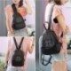 Hengwin Mini Mochila Tipo de Cuero para Mujer Niñas Mochilas Bolso Casual Pequeña Negro + Llavero de Piel