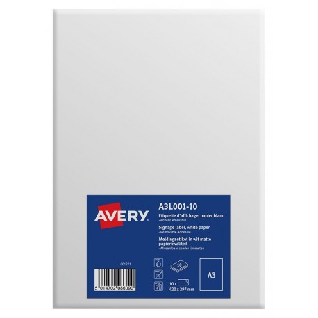 Avery España A3L001-10 - Etiquetas, color blanco