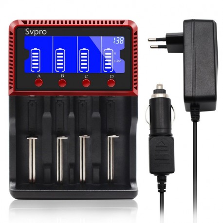 Svpro Universal Cargador de Pilas 4 Slots LCD Para Baterías Recargables 3.2v/3.7v Li-ion/LiFePO4 AA AAA Cargador Rápido Intel