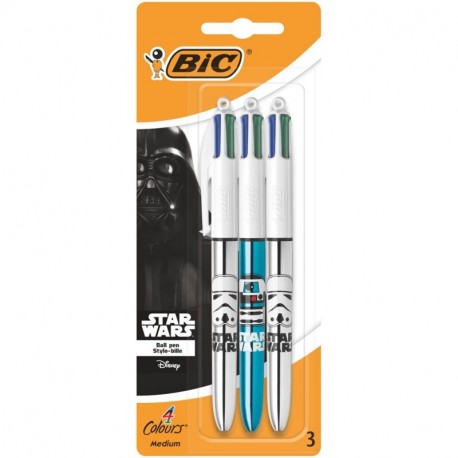 BIC Star Wars Shine - Pack de 3 bolígrafos, multicolor