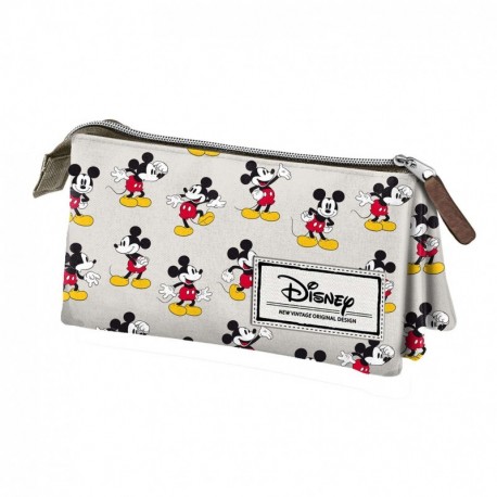 Mickey Mouse Disney Classic Mickey Estuche portatodo Triple, Color Beige, 24 cm Karactermanía 33608 