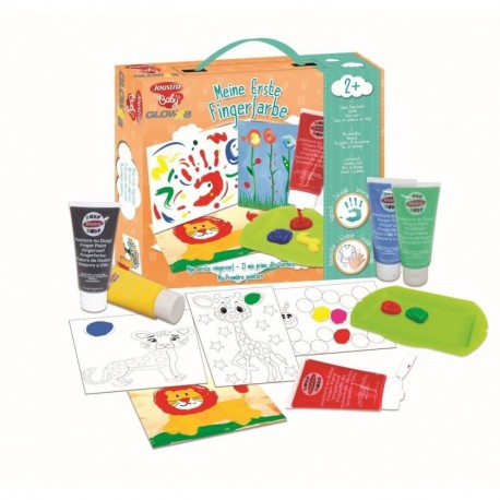 Joustra 41923 – Mi Primer Finger Color – Producto para niños pequeños, 5 Tubos Dedos Color Mixto, 1 Caja, 1 Cuaderno de Dibuj