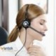 Auriculares Teléfono Móvil Mono con Cancelación de Ruido Micrófono, WANTEK Cascos Diadema para iPhone Samsung Huawei HTC LG Z