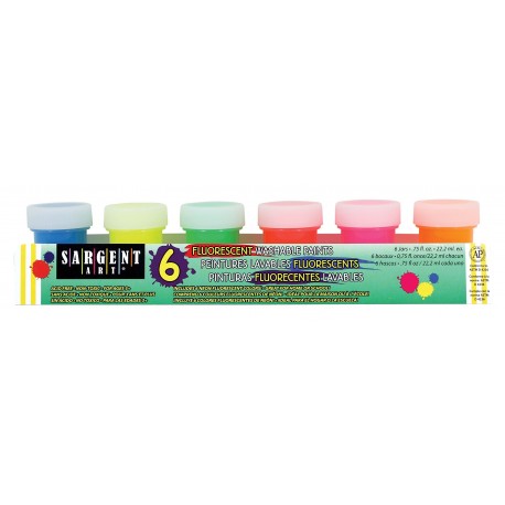 Sargent Art 66 – 5625 Juego de 6 tarro pintura de fluorescente de neón, 3/4 oz