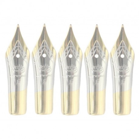 Gullor 5PCS Los plumas de la pluma de caben la pluma de Jinhao 250/301/500/5099/8802/9009/5000, oro, pluma fina