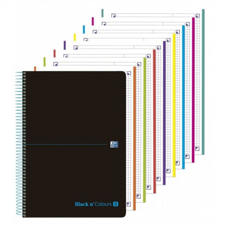 Oxford Black NColours - Europeanbook8 espiral, tapa plástico A4+, 5 x 5, azul