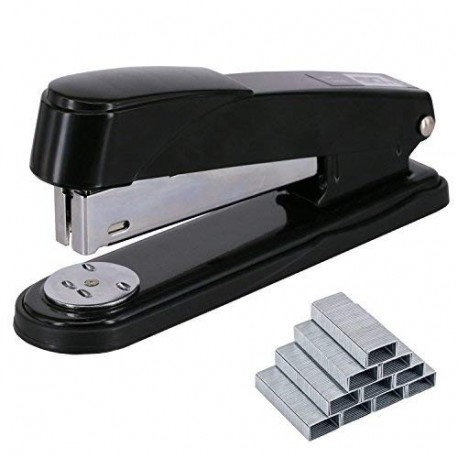 EWO de Nueva grapadora con grapas, largo brazo grapadora con 1000 grapas 50 hojas impresi¨®n papers-black