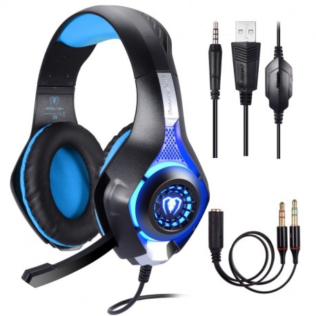 Cascos Gaming PS4 Xbox One PC, Gaming Auriculares con Microfono, Cascos Gamer, Samoleus Headset Cascos Jack 3.5mm con Playsta