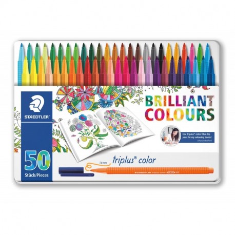 Staedtler Triplus Color 323 M50JB. Rotuladores de colores. Estuche con 50 marcadores. Edición Johanna Basford.