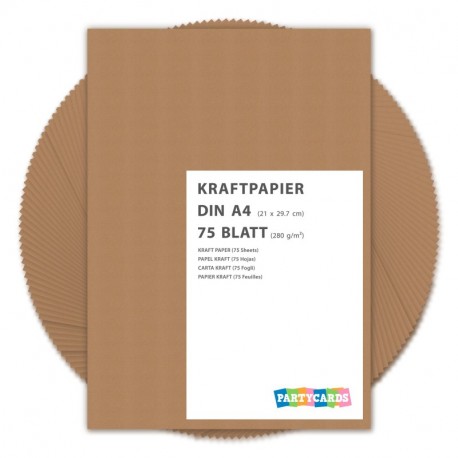 75 hojas de papel de estraza cartón kraft DIN A4 280 gr/m2 Natural en alta calidad, ideal para manualidades y DIY marrón gita