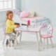 Hello Home Conjunto Infantil de Mesa y Sillas de Flores y Pájaros, Madera, Blanco, 63x63x52.5 cm