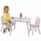 Hello Home Conjunto Infantil de Mesa y Sillas de Flores y Pájaros, Madera, Blanco, 63x63x52.5 cm