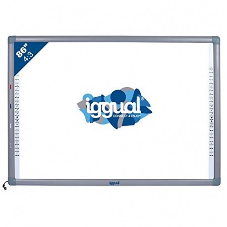 iggual IGG314371 86" Pantalla táctil USB Gris, Color blanco pizarra y accesorios interactivos - Accesorio pizarra interactiva