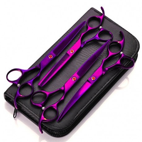 4Pcs / Set peluquero profesional peluquería Tijeras de peluquería Shears Kit de herramientas electrochapado acabado con peine