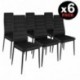 HomeSouth - Pack Seis sillas tapizadas símil Piel, Silla Color Negro Patas metalicas Negras.