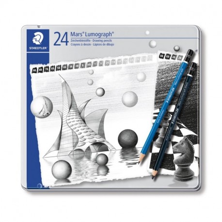 Staedtler Mars Lumograph 100 G24 S. Pack de 24 lápices de dibujo de distinta dureza.