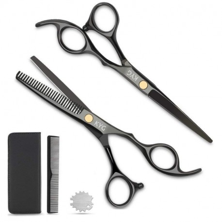 Tijeras de Peluquería Profesional - Tijeras de Barbero 6.0" para Cortar y Entresacar 6CR para Peluquero y Salón de Corte de C