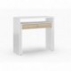 Mesa escritorio desplazante blanco artic y roble canadian para estudio, oficina o habitacion 98cm