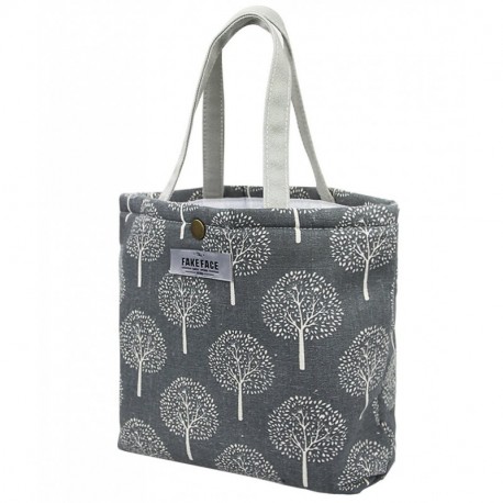 Bolsa nevera de lona para comida, para pícnic, barbacoa, viajes, escuela, oficina Dark Grey Tree Patterned