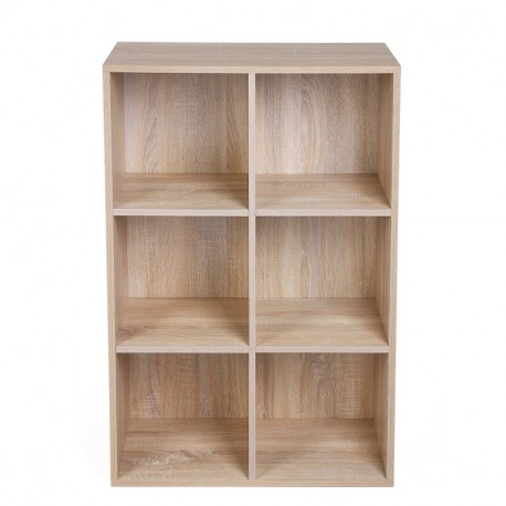 VASAGLE Estantería de Madera Biblioteca Organizador con 6 Cubos 65,5 x 30,5 x 97,5 cm Color Roble LBC203H