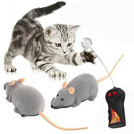 Cisixin Juguete RC Rata Ratón con Control Remoto inalámbrico para Gatos Perros Animales Domésticos Kid Gris 