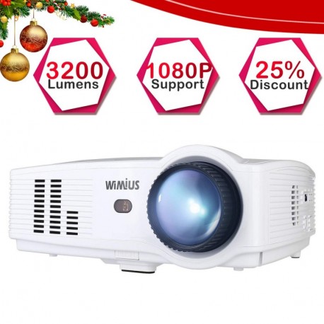 Proyector Full HD, Proyectores LED 3200 Lúmenes 1080P Proyector Video Portátil WiMiUS T4 Projector LCD Home Cinema Apoyo 1920