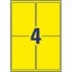 Avery España L6127-8.Caja de32 etiquetas amarillo fluorescentes de poliéster 8hj