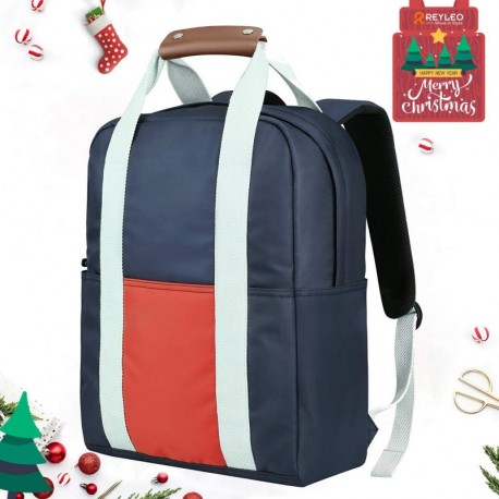 REYLEO Mochila Viaje Casual Impermeable del Ocio Camping Deporte Aire Libre - 19L Azul y Naranja