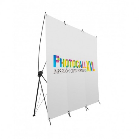 Photocall flexible personalizado 100% talla XX con soporte X 250x200 | Expositor publicitario fabricado en lona alta calidad 