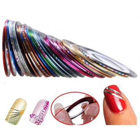 Hosaire 30pcs 30 Mixed Colors Rollos Striping Línea de Cinta Nail Art Decoración Sticker DIY uñas Color Aleatorio