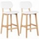 Woltu® 619 2 x Taburete de bar Juego de 2 bar Sillas Asiento Acolchado y respaldo de piel sintética Diseño Silla Madera, bl